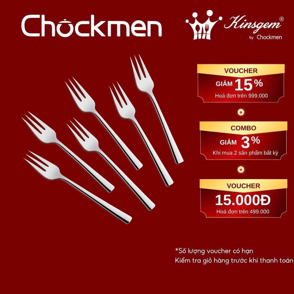 Set 6 Dĩa Hoa Quả CHOCKMEN Inox 18/10 Cao Cấp Sáng Bóng Nĩa Ăn Bánh Dĩa Nhỏ Thìa Dĩa Ăn Bánh Bộ Đồ Bàn Ăn