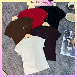 Áo Phông Trơn AIMI  thêu ngựa Nữ – Áo Thun Basic Form Đẹp, Dễ Phối Đồ, Chất Cotton Thoáng Mát