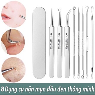  Bộ 8 Dụng cụ lấy nhân mụn đầu đen tiện lợi Nhíp Nặn Mụn Cao Cấp Peach & Petal 