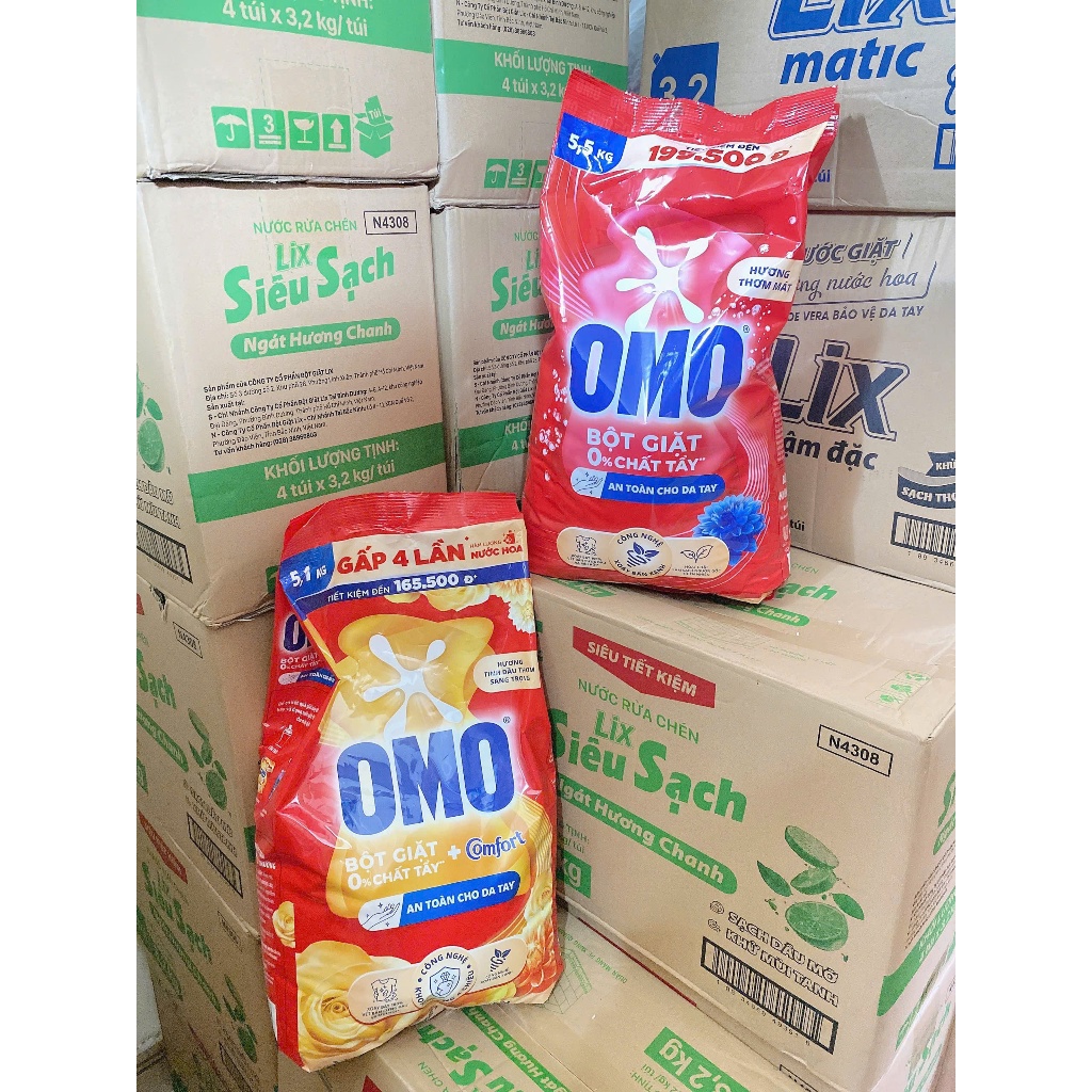 Bột giặt omo túi 2.6kg - 2.9kg ; 5,1kg - 5,5kg tặng