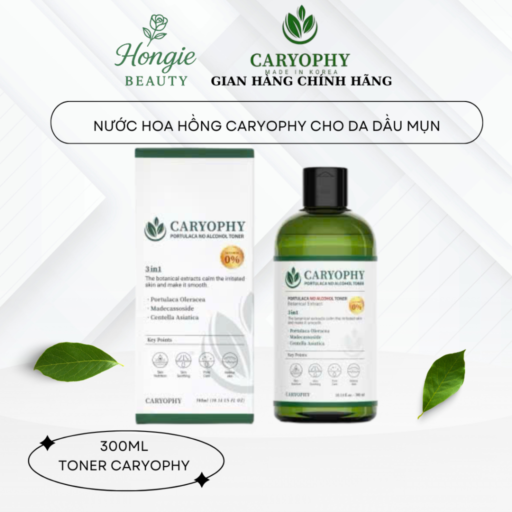Toner Caryophy Nước Hoa Hồng Caryophy Portulaca No Alcohol Toner không cồn, dịu nhẹ cho da dầu mụn