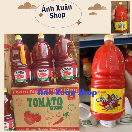 [ Combo 3 can ] Tương ớt , tương cà cao cấp Sài Gòn loại can 2 Lít (2kg) => Mua combo tiện hơn rẻ hơ