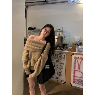   Sẵn  Áo Len Trễ Lệch Vai Nữ Kiểu Điệu Tay Dài Xinh Tiểu Thư Đồ Đi Đà Lạt Chơi Bigsize Thu Đông Hàn Quốc Nữ Chali AL299 