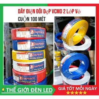  Dây điện đôi dẹp VCMO 2 lớp vỏ 2x1.5 2x2.5 2x4.0 2x6.0 cuộn 100M DAPHACO hàng chính hãng 