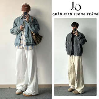 Quần Jean Nam Trắng Trơn Suông Ống Rộng 27CM Chất Jean Denim BASIC Unisex From Đứng Dễ Phối JEAN