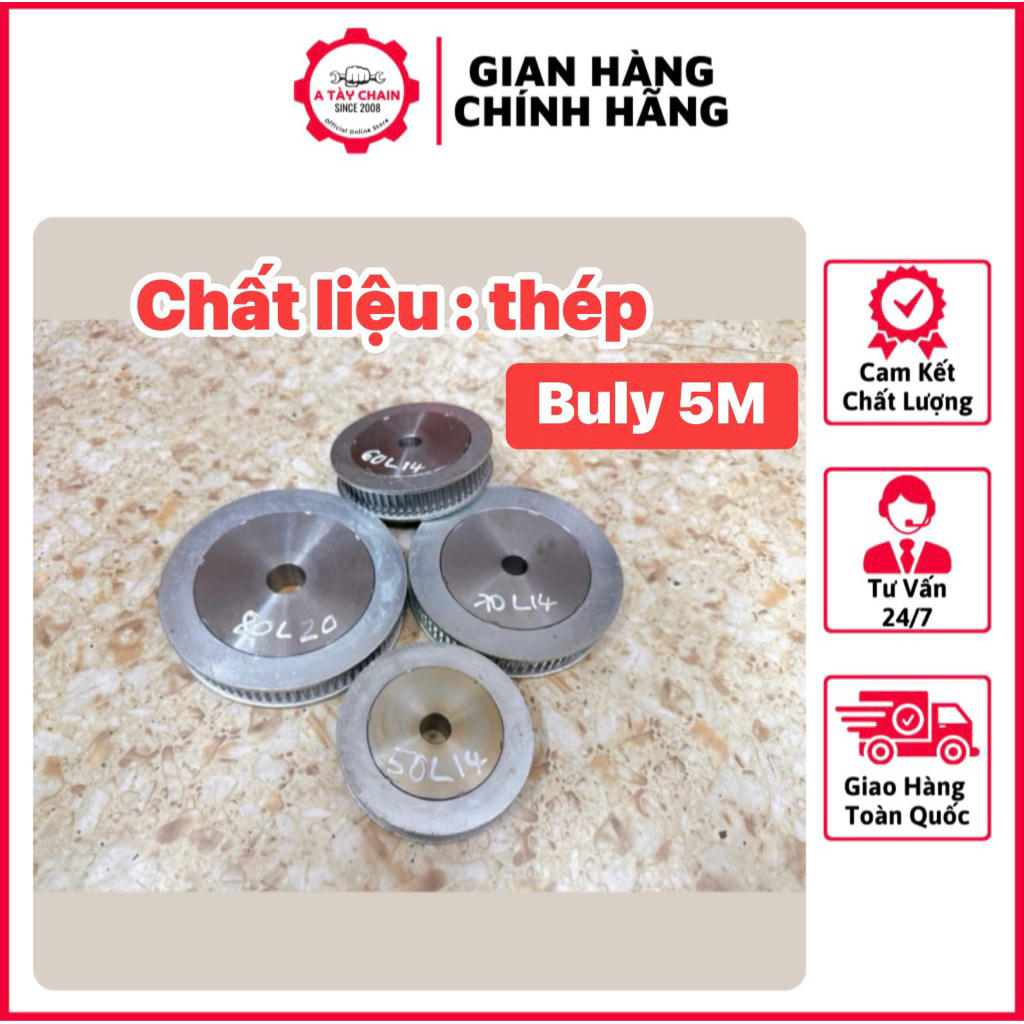 Puly 5M- 50R / 60R / 70R / 80R / 90R / 100R .Rộng 20mm - Dùng Cho Dây Đai Bản 15mm Chất Liệu Thép.