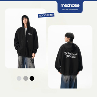 Áo Hoodie Zip Nam Nữ Meandee Form Rộng Unisex, Áo Hoodie Zip Local Brand Vải Nỉ Lót Lông, 2 Da Màu đen, xám tiêu - KNRF1