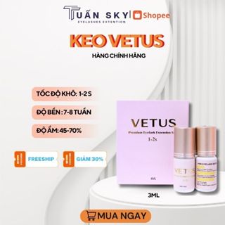 Keo nối mi VETUS chính hãng - set 2 chai 3ml/hộp - khô 1-2s - phù hợp với mọi thời tiết_TUẤN SKY
