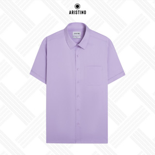  Áo sơ mi nam ngắn tay ARISTINO bamboo kháng khuẩn mỏng nhẹ màu tím thời thượng dáng suông rộng - ASS144AZ 