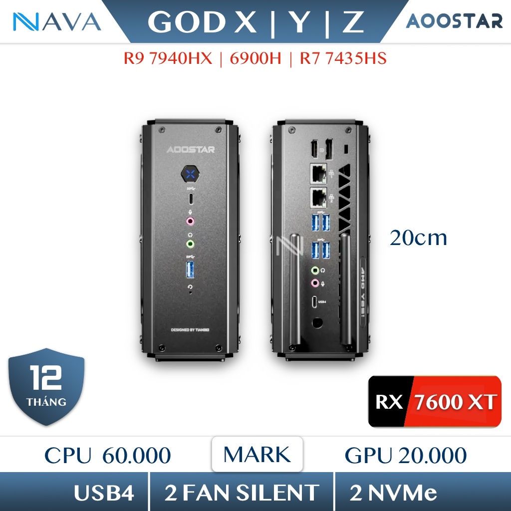 Gaming Mini PC Aoostar GOD X | GOD Y GPU RX 6600LE - RYZEN 9 6900HX | DDR5 Đồ Hoạ Cao Cấp Cho Gamer
