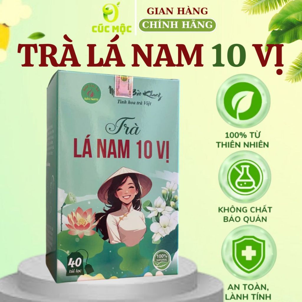 Trà Lá Nam 10 Vị Bảo Khang Hộp 40 Túi Lọc