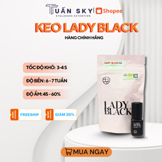 Keo LADY Đen, keo LADY BLACK, khô chậm (3-4s), Adhesive - New Lady Black 5g, Dụng Cụ Nối Mi Tuấn Sky