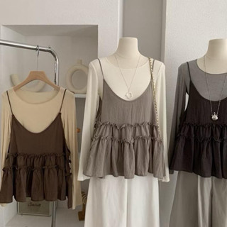 Set Áo Thô 2S Bèo Tầng Mix Thun Giấy Mỏng”MELIA” Form BabyDoll xoè siêu xinh-dành cho Nữ