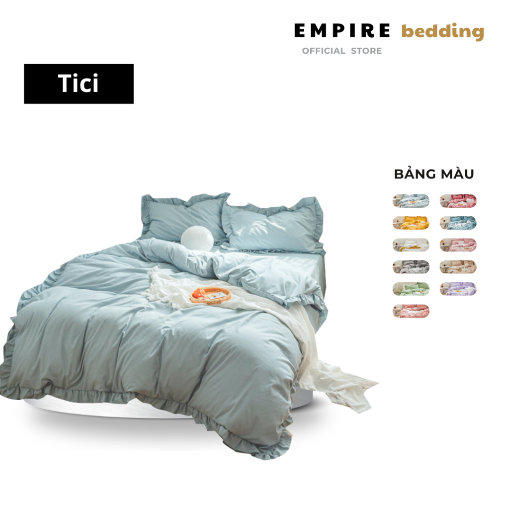 Bộ chăn ga 5 món set ga cotton tici bèo Empire ga giường bo chun cao cấp - Empire | Bedding & Decor