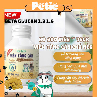 Hũ 200 Viên phô mai tăng nọng cho mèo Ecopets kích thích ăn cho mèo giúp tăng cân mượt lông   