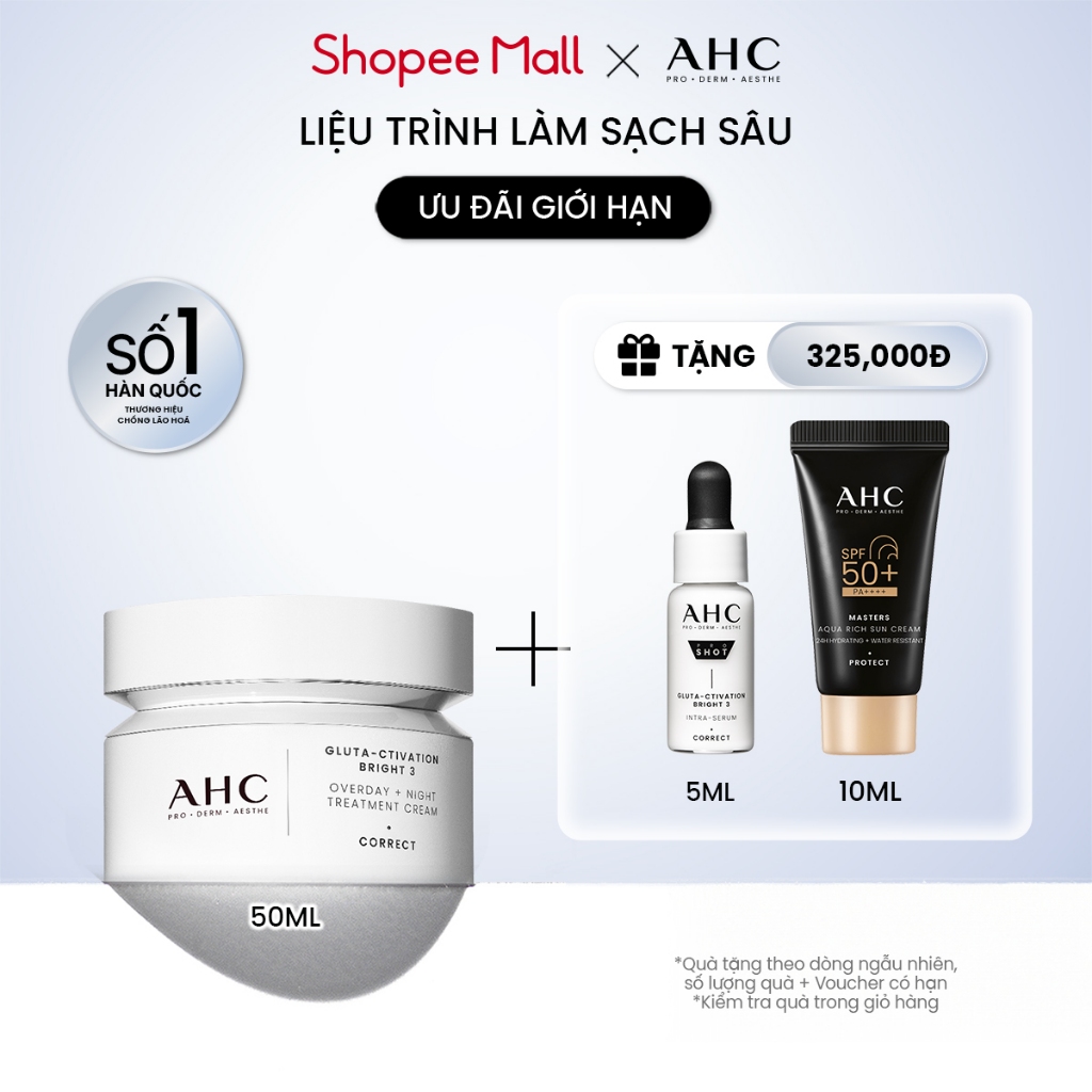 Kem dưỡng kiêm mặt nạ ngủ mờ nám sáng da PROSHOT GLUTA-CTIVATION BRIGHT 3 AHC 50ML