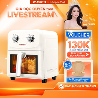 [GIÁ 995K TRÊN LIVE] Nồi Chiên Không Dầu Masuto MSChef 6L cửa sổ kính vỏ máy kim loại 1500W Đa Năng An Toàn