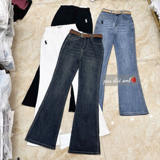  Quần ôm ống loe dài quần bò nữ lưng cao thêu hack dáng thời trang PHUONGSITO8182 