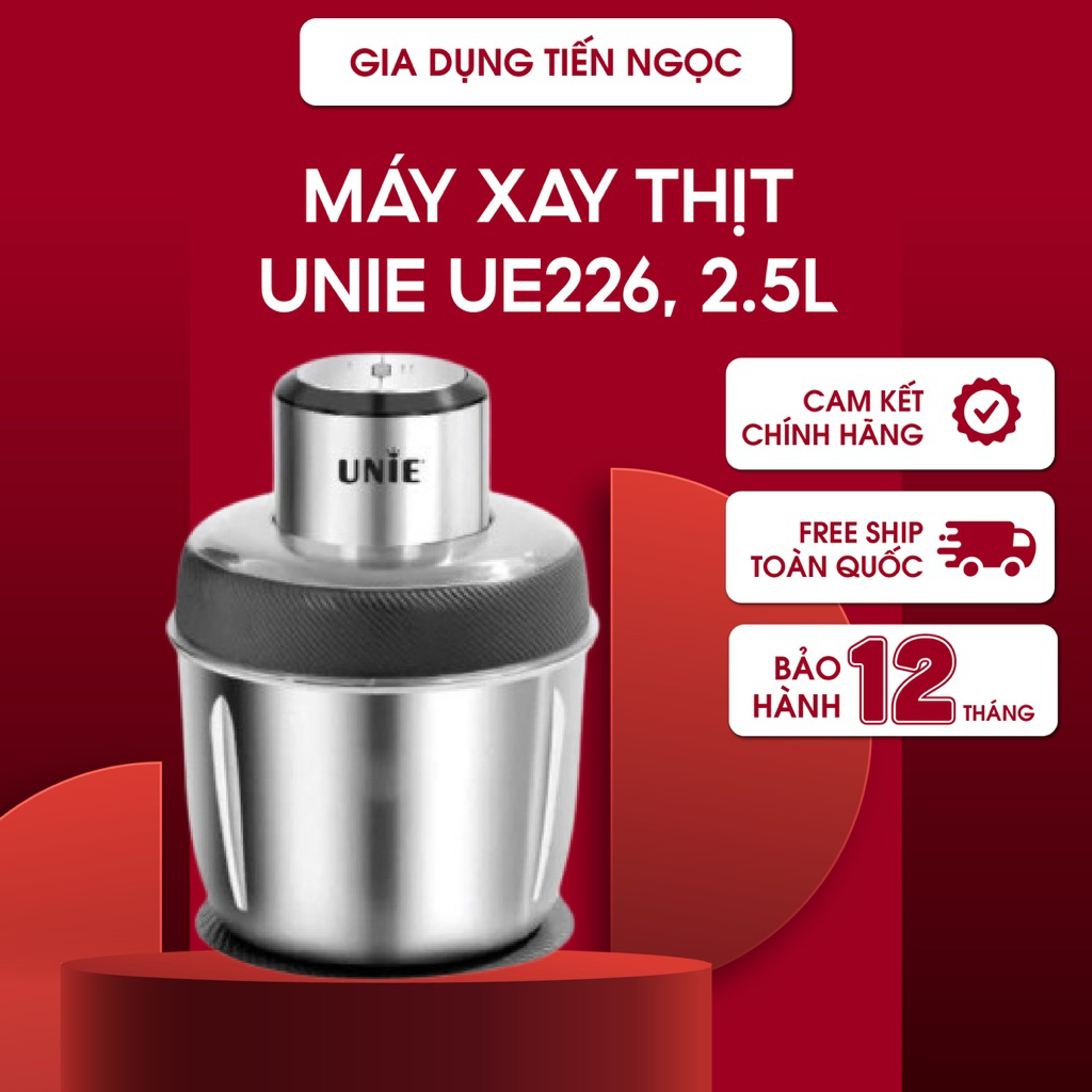 Máy xay thịt, đánh ruốc Unie UE226, 2 cối to,dung tích 2.5L, thiết kế 4 lưỡi dao sắc bén, Bảo hành 12 tháng
