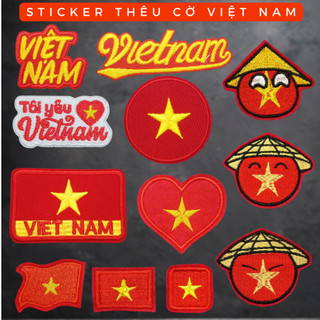  Sticker ủi thêu logo lá cờ Việt Nam  tôi yêu Việt Nam patch cờ đỏ sao vàng sticker ủi quần áo 
