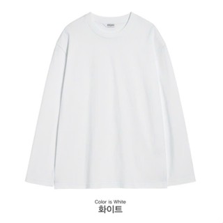 Áo Thun Tay Dài Nam Nữ Unisex BRENSON Oversize Rộng Basic Chống Nhăn, Không Co Rút - Cotton 100% - Trắng - Kem