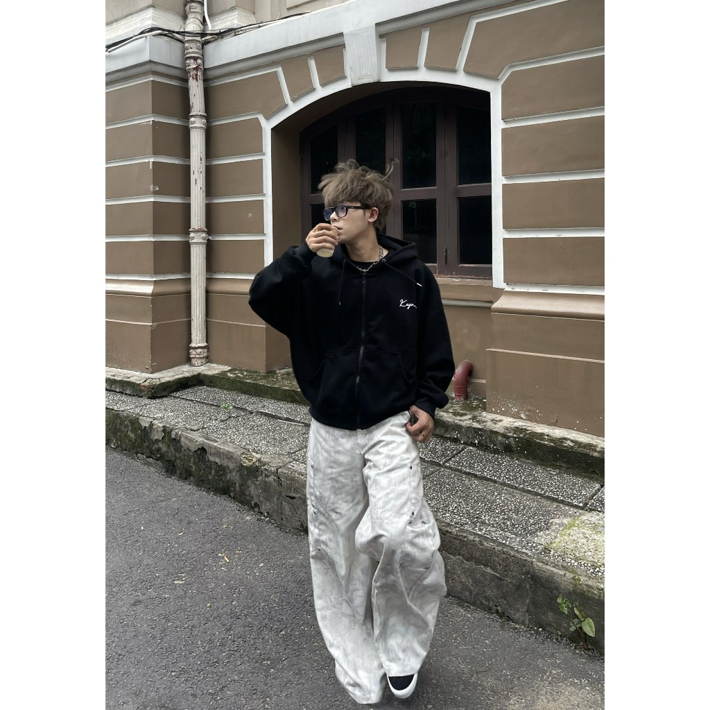 Áo Khoác Hoodie Zip Form Boxy Unisex, Chất Liệu Nỉ 2 Da, Không Xù Lông, Mặc…