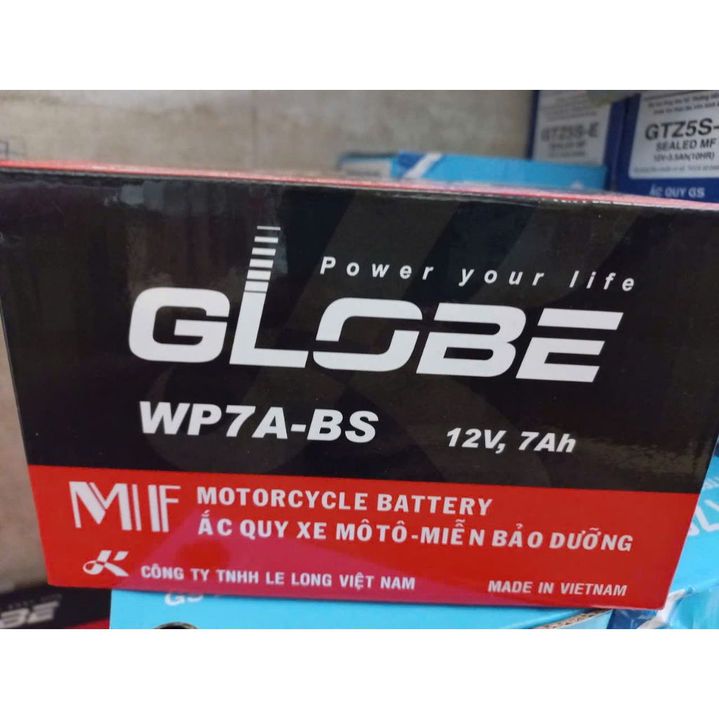 Bình ắc quy Golbe WP7A-BS (12V 7Ah, 12V 9Ah) dành cho xe máy Atila, Spacy, Vespa