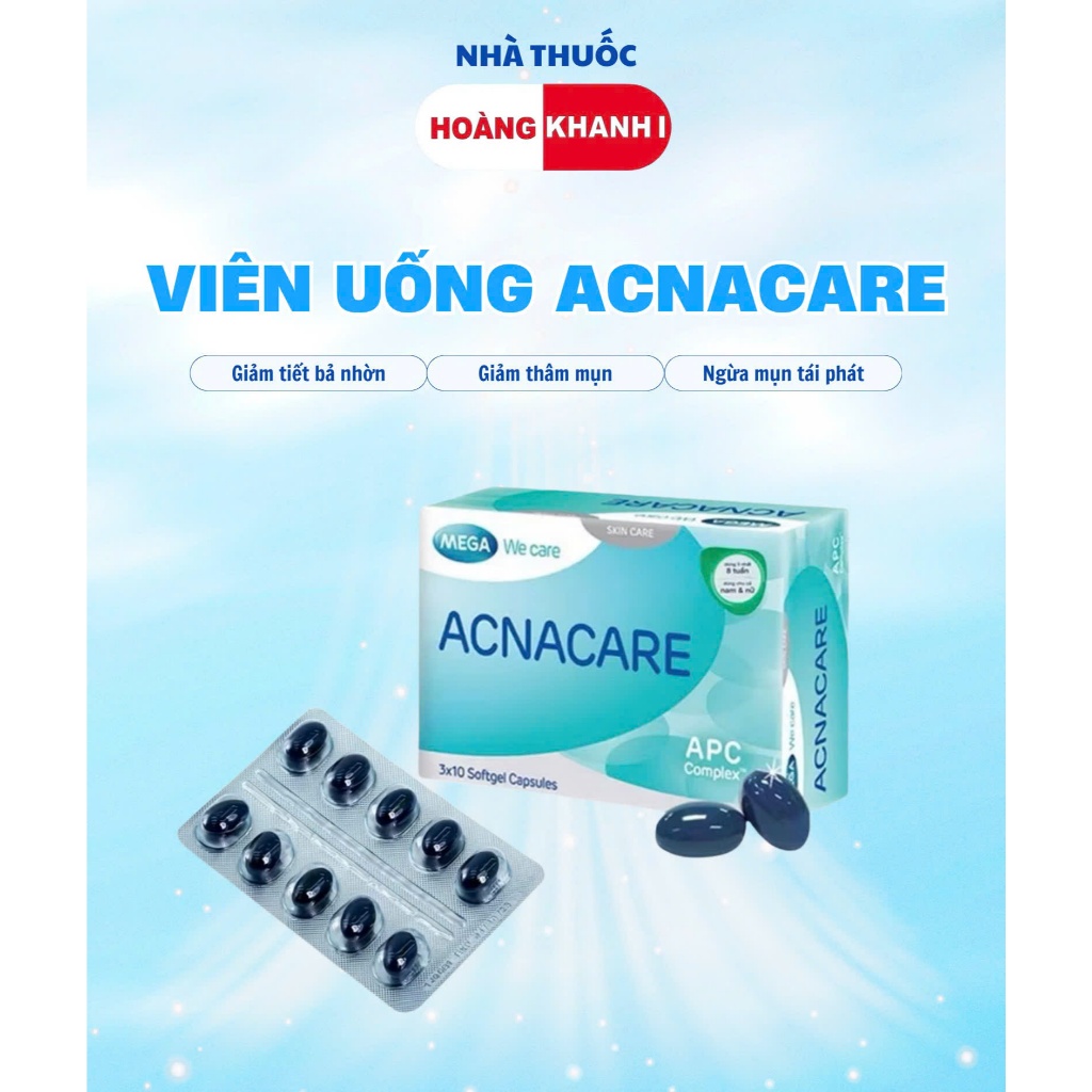 Viên uống giảm mụn, giảm nhờn ACNACARE Mega We Care Hộp / 30 viên