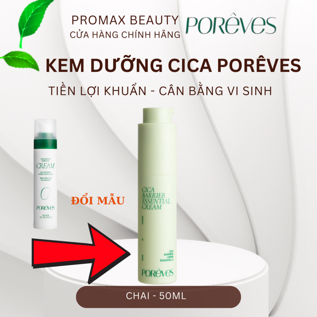 Poreves Kem dưỡng Cica Barrier Essential Cream phục hồi, cấp ẩm và tái tạo da