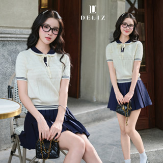 [MỞ BÁN] DELIZ - Áo len cổ sen ngắn tay phối nơ cho nữ chất len lông thỏ vặn thừng cao cấp tiểu thư basic PL29