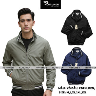 Áo Khoác Dù Nam Rurummen 2 Lớp Cổ Trụ - Áo Khoát Không Nón Cao Cấp Big Size VNXK Màu Xanh, Đen