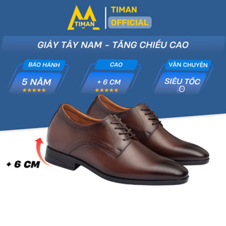  Giày tây nam Timanvn NC16  chất liệu da bò tăng chiều cao 6p công sở trung niên cao cấp bảo hành 5 năm 