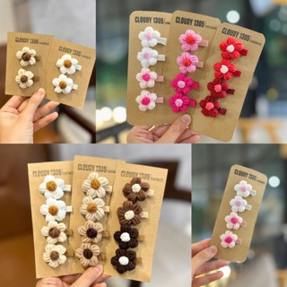 Set Kẹp Tóc Mái Bé Gái Hoa Len Siêu Cute  Vintage Handmade By Cloudy's Mami