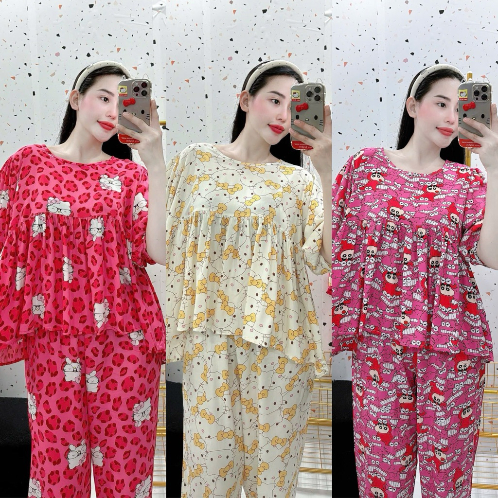 Set Bộ Tole Thiết Kế Baby Doll Tay Ngắn Quần Suông - HN CLOSET