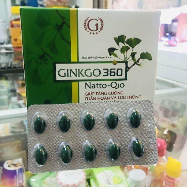 Viên uống GINKGO 360 NATTO Q10 GINIC tăng tuần hoàn não, tăng cường trí nhớ, cải thiện giấc ngủ (Hộp