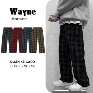 Quần Kẻ Caro Wayne Ống Rộng Vải Dạ Nhung Cao Cấp Họa Tiết Overside Cá Tính Thời Trang Unisex Nam Nữ