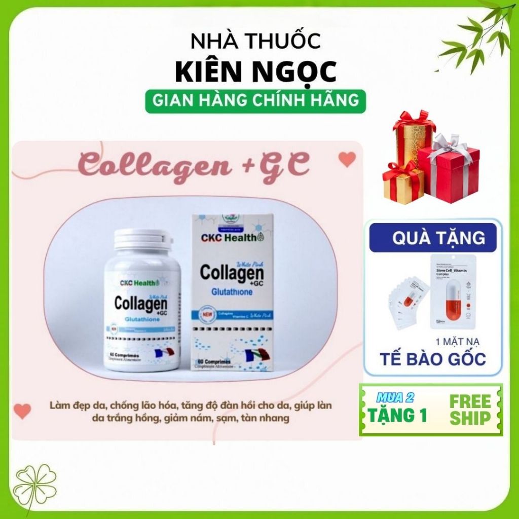  Viên uống Collagen +GC nhập khẩu từ Pháp bổ sung L-Glutathion vittamin C  Hộp 60 