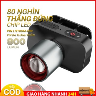 Đèn pin đội đầu zoom xa chống nước IPX5 Đèn đội đầu đi phượt 800 lumen Hai pin lithium 5000mAh Cho Người Câu Đêm