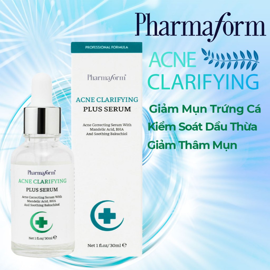 Serum Pharmaform Acne Clarifying Serum 2% Salicylic Acid + 1% Zinc PCA Cho Da Dầu Mụn
