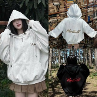 ÁO KHOÁC HOODIE NỮ CHỮ THÊU MON, CÓ KHUY BẤM CỔ, FOM BOXY. Hotrend BOMBERSHOP