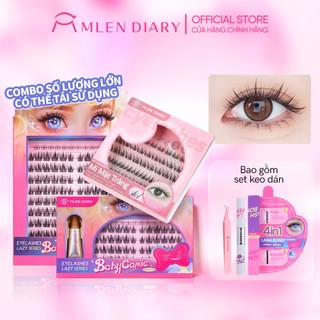  Combo Mi Giả Anime Baby Tự Nhiên Và Galaxy Box MOON Và Keo 2 Đầu MLEN DIARY CHÍNH HÃNG Mắt To Tròn Tái Sử Dụng 