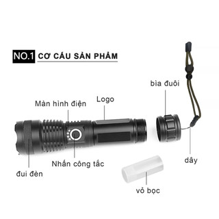 Đèn Pin Siêu Sáng Cầm tay XHP50 sạc Type-C pin trâu
