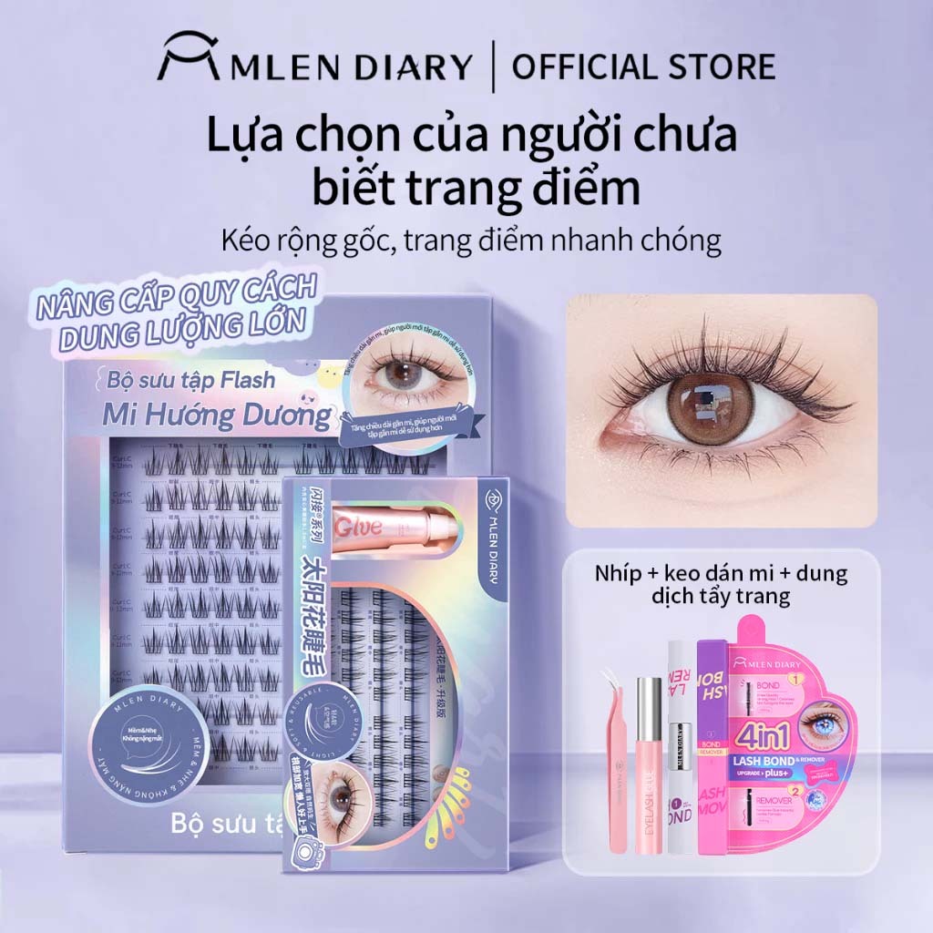 Mi Giả HOA HƯỚNG DƯƠNG BẢN TRUNG MLEN DIARY Mi Cụm Tự Nhiên Mềm Mại Tái Sử Dụng