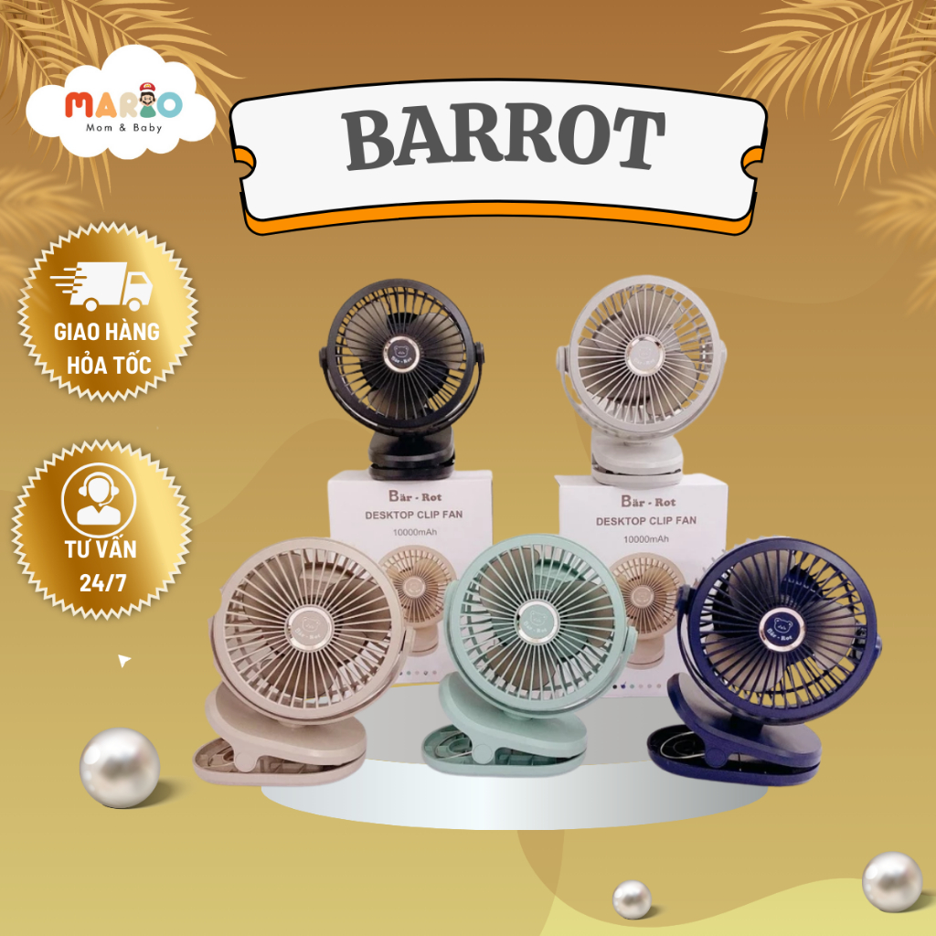 Quạt sạc tích điện, Quạt kẹp xe đẩy mini Barrot 10.000mAh GF07