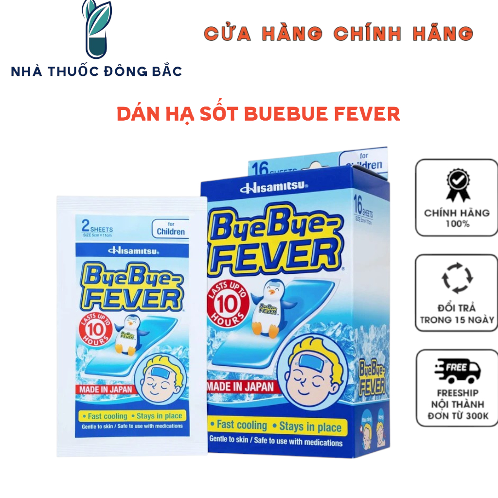 ✔️️️Bye Bye Fever - Dán hạ sốt Gói 2 miếng - Hisamitsu Nhật Bản