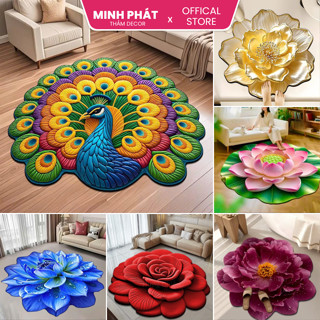  Thảm trải sàn bali tròn đường kính 1m chất liệu bali nỉ lì trang trí phòng khách phòng ngủ P03 