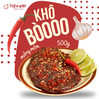  Khô Bò Miếng Mềm Cay 500g - Món Ngon Tiểu Nhị - Khô bò ngon loại 1 ăn vặt Sài Gòn 