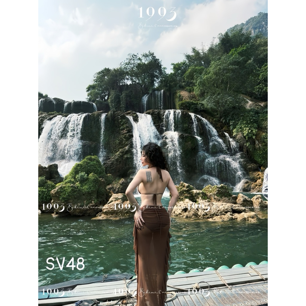 EMMA Set Bikini 3 Mảnh Cổ Yếm, Áo Mặc Nhiều Kiểu, Váy Dài Tua Rua | BigBuy360 - bigbuy360.vn