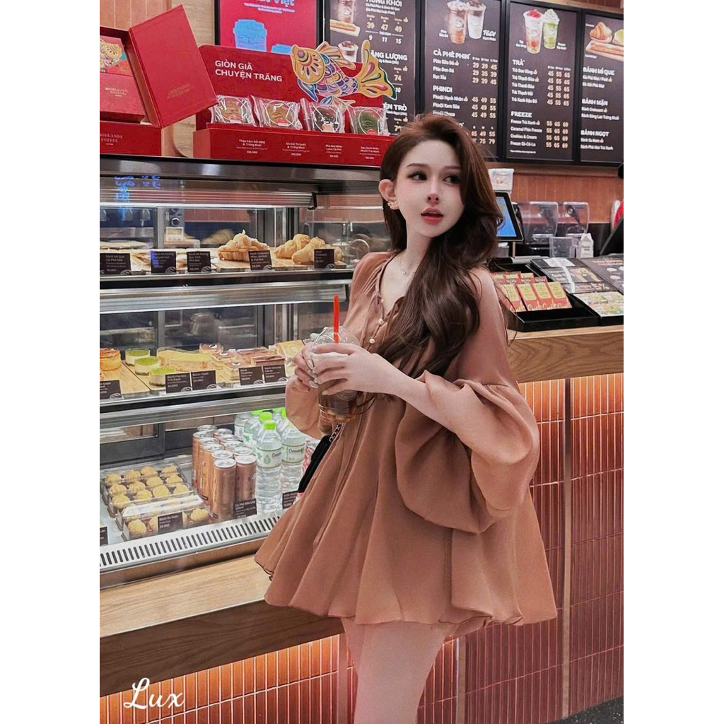 Set Áo Tơ Babydoll Tay Phồng Bí Form Giấu Quần Kèm Váy Ngắn Kieupham.shop | BigBuy360 - bigbuy360.vn