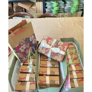 10 Hộp kraft đựng bánh trung thu (50-80g) hoạ tiết vintage
